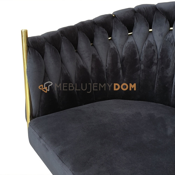 Fotel DAHLIA GOLD z plecionym oparciem 80 cm