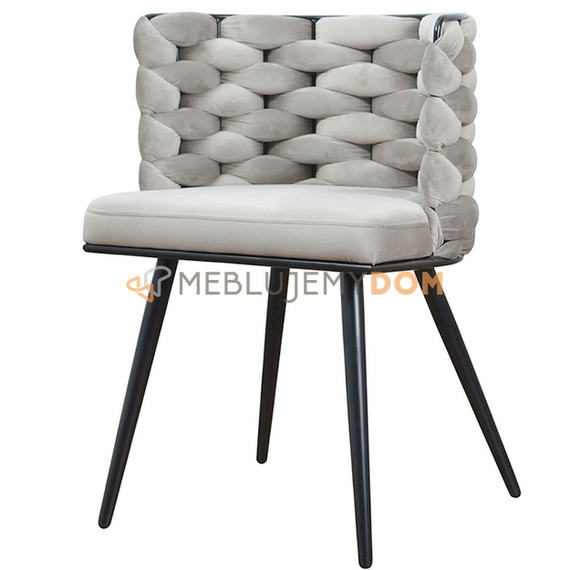 Fotel AURORA BLACK z plecionym oparciem 75 cm