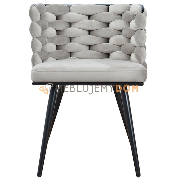 Fotel AURORA BLACK z plecionym oparciem 75 cm