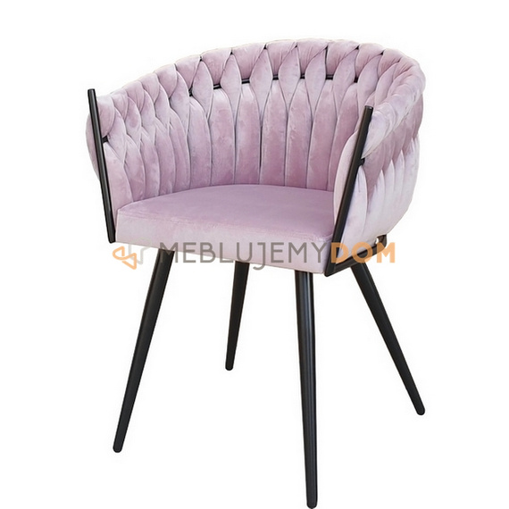 Fotel DAHLIA BLACK z plecionym oparciem 80 cm