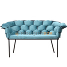 Ławka MAGNOLIA BLACK z plecionym oparciem 74 cm