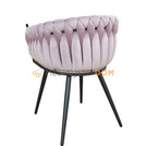 Fotel DAHLIA BLACK z plecionym oparciem 80 cm