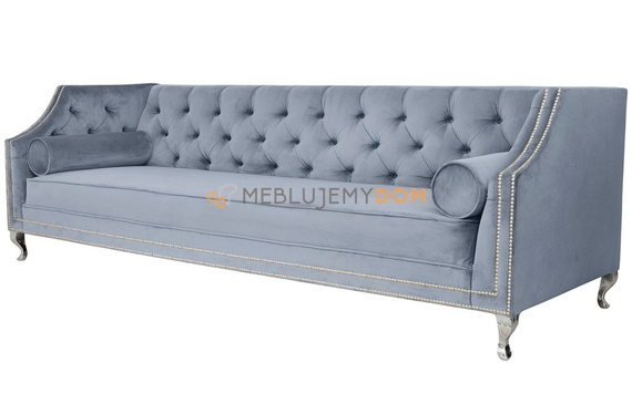 Sofa AMARO z wałkami i pinezkami 3-osobowa