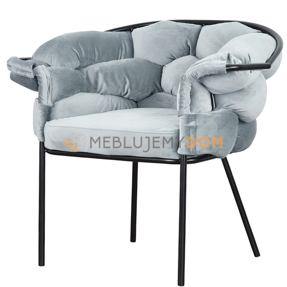 Fotel MAGNOLIA BLACK z plecionym oparciem 75 cm