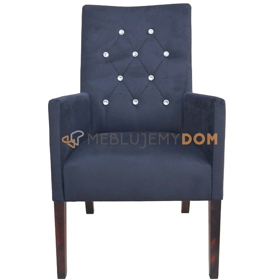 Fotel SKOŚNY PIK z kryształkami 107 cm