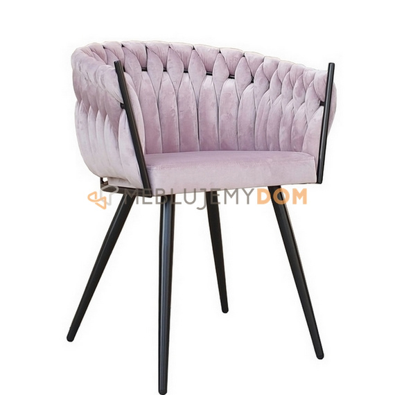 Fotel DAHLIA BLACK z plecionym oparciem 80 cm