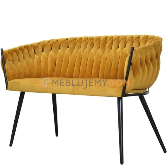 Ławka DAHLIA BLACK z plecionym oparciem 76 cm