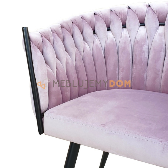 Fotel DAHLIA BLACK z plecionym oparciem 80 cm