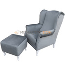 Zestaw USZAK VELVET fotel z podnóżkiem