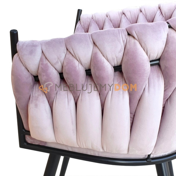 Fotel DAHLIA BLACK z plecionym oparciem 80 cm