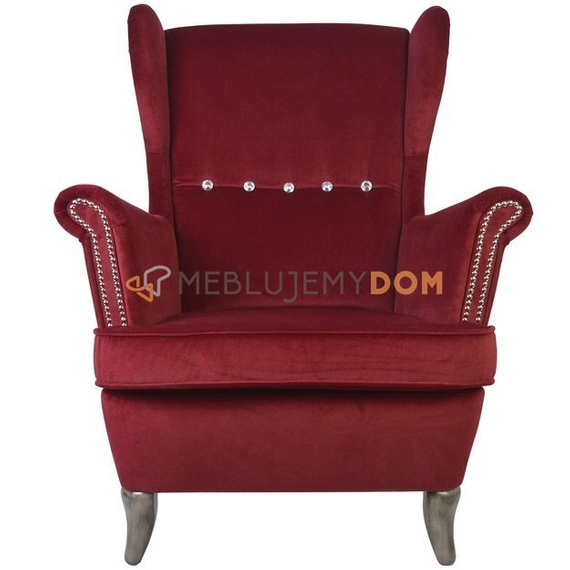 Fotel USZAK PIK z pinezkami i kryształkami