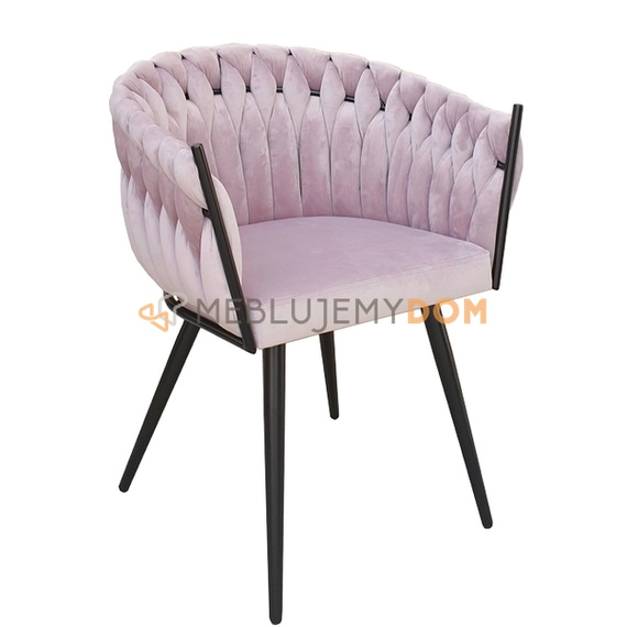 Fotel DAHLIA BLACK z plecionym oparciem 80 cm