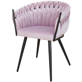 Fotel DAHLIA BLACK z plecionym oparciem 80 cm