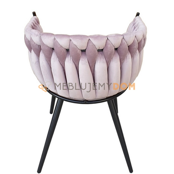 Fotel DAHLIA BLACK z plecionym oparciem 80 cm