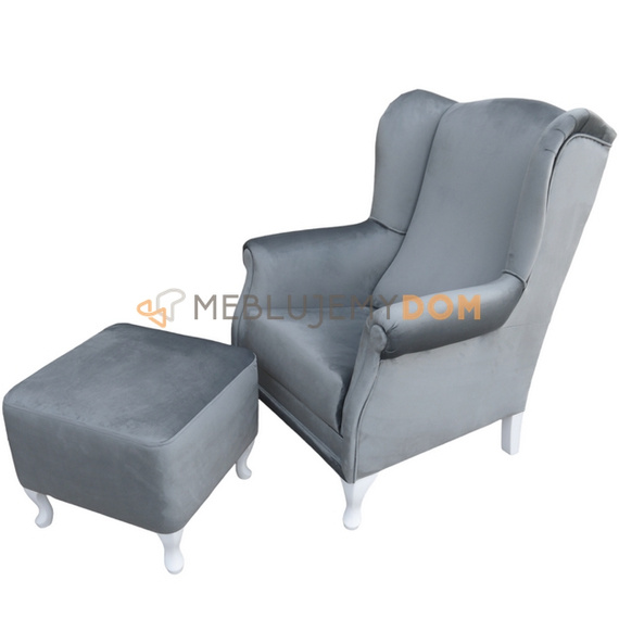 Zestaw USZAK VELVET fotel z podnóżkiem