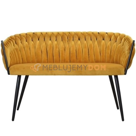 Ławka DAHLIA BLACK z plecionym oparciem 76 cm