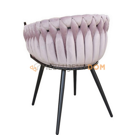 Fotel DAHLIA BLACK z plecionym oparciem 80 cm