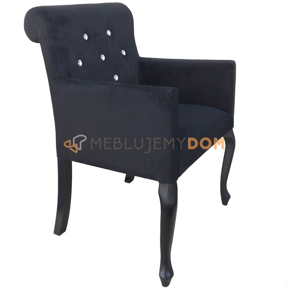 Fotel LUDWIK PIK z kryształkami i wałkiem 87 cm