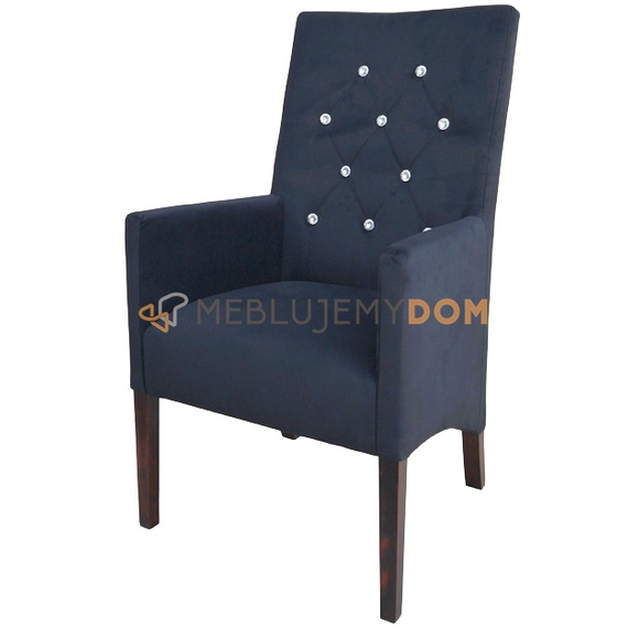 Fotel SKOŚNY PIK z kryształkami 107 cm