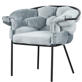 Fotel MAGNOLIA BLACK z plecionym oparciem 75 cm