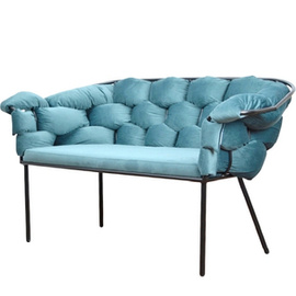 Ławka MAGNOLIA BLACK z plecionym oparciem 74 cm