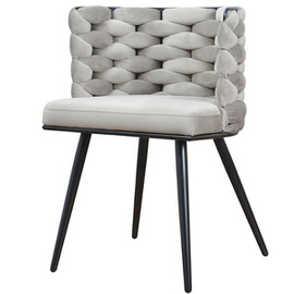 Fotel AURORA BLACK z plecionym oparciem 75 cm